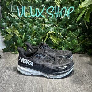 Hoka One One Clifton 9 Mens Size 10.5 D Black White Running Shoes 1127895 BWHT